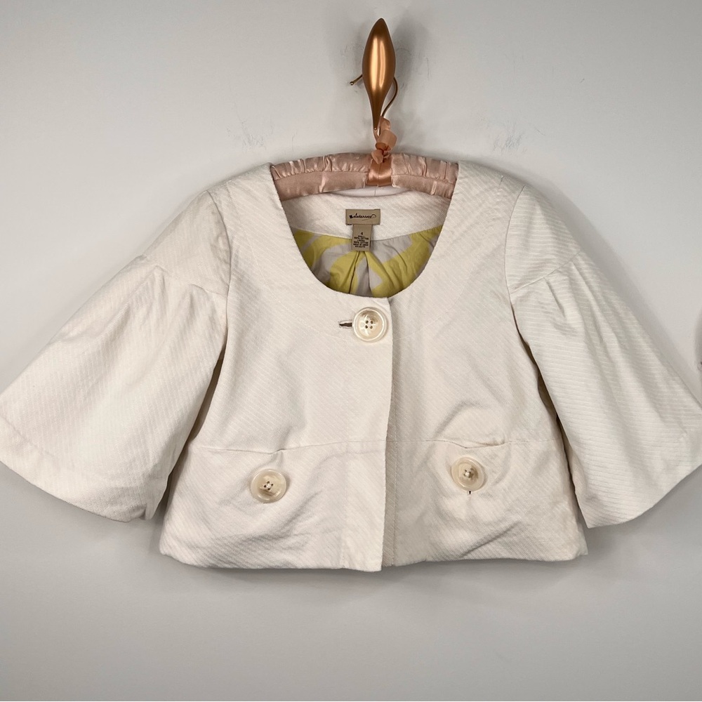 elevenses Cream Cropped Pea Coat with Button Details